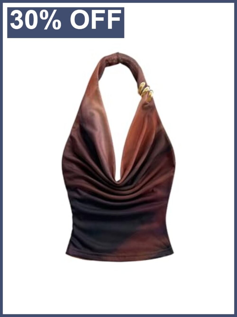 Women's Metal Decor Halter Crop Top Sexy Club Night Vacation Backless